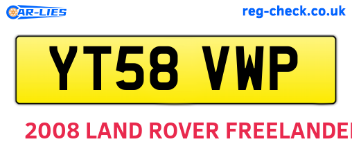 YT58VWP are the vehicle registration plates.