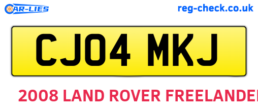 CJ04MKJ are the vehicle registration plates.