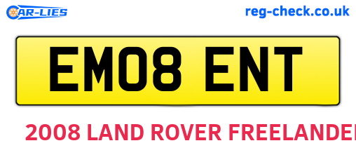 EM08ENT are the vehicle registration plates.