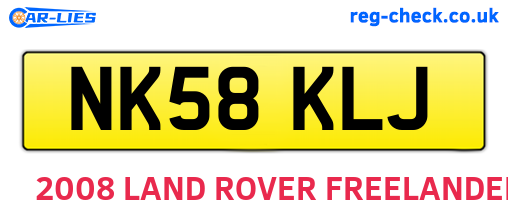 NK58KLJ are the vehicle registration plates.