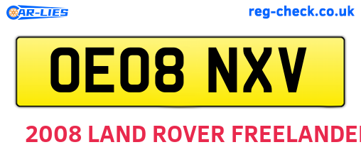OE08NXV are the vehicle registration plates.