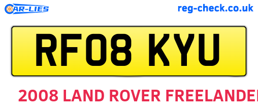 RF08KYU are the vehicle registration plates.