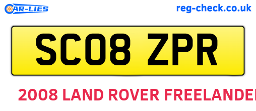 SC08ZPR are the vehicle registration plates.