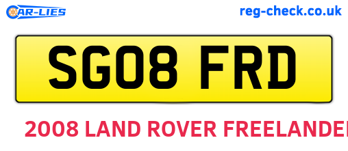 SG08FRD are the vehicle registration plates.