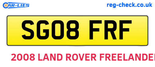 SG08FRF are the vehicle registration plates.
