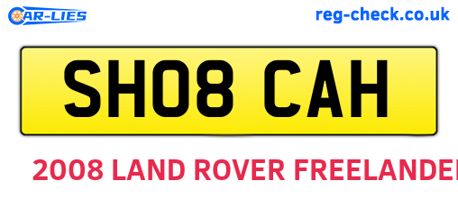SH08CAH are the vehicle registration plates.