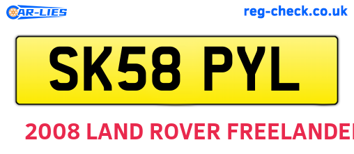 SK58PYL are the vehicle registration plates.