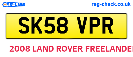 SK58VPR are the vehicle registration plates.
