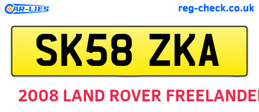 SK58ZKA are the vehicle registration plates.