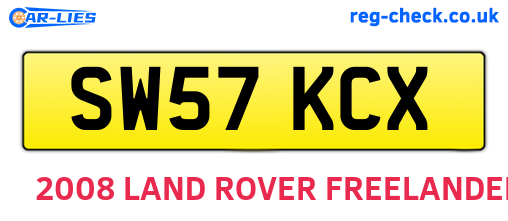 SW57KCX are the vehicle registration plates.