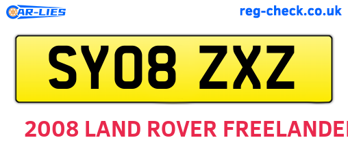 SY08ZXZ are the vehicle registration plates.