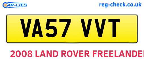VA57VVT are the vehicle registration plates.