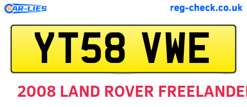 YT58VWE are the vehicle registration plates.