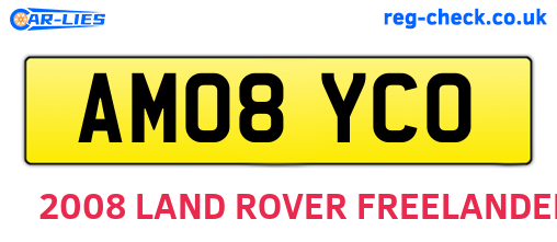 AM08YCO are the vehicle registration plates.