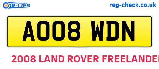 AO08WDN are the vehicle registration plates.