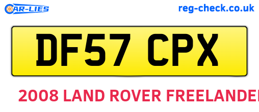DF57CPX are the vehicle registration plates.