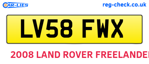 LV58FWX are the vehicle registration plates.
