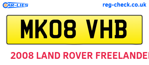 MK08VHB are the vehicle registration plates.