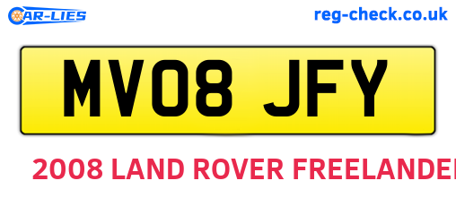 MV08JFY are the vehicle registration plates.
