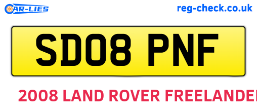 SD08PNF are the vehicle registration plates.