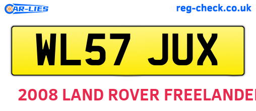 WL57JUX are the vehicle registration plates.
