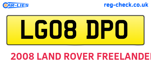 LG08DPO are the vehicle registration plates.