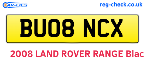 BU08NCX are the vehicle registration plates.