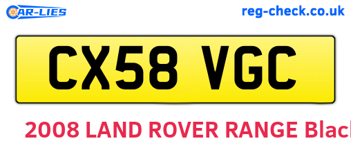 CX58VGC are the vehicle registration plates.