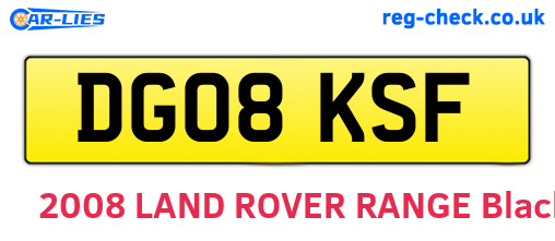DG08KSF are the vehicle registration plates.