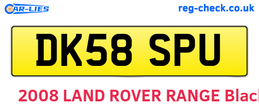 DK58SPU are the vehicle registration plates.