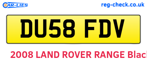 DU58FDV are the vehicle registration plates.