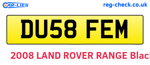 DU58FEM are the vehicle registration plates.