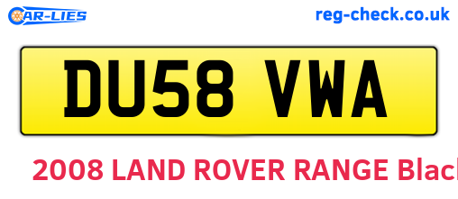 DU58VWA are the vehicle registration plates.