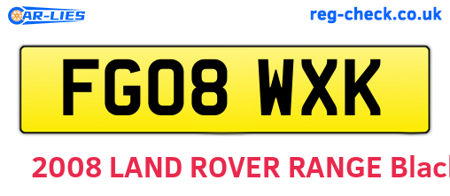 FG08WXK are the vehicle registration plates.