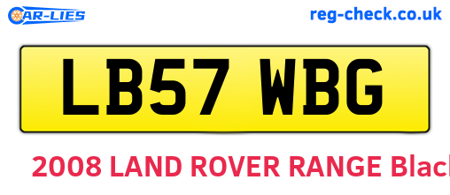 LB57WBG are the vehicle registration plates.