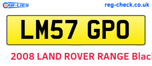 LM57GPO are the vehicle registration plates.
