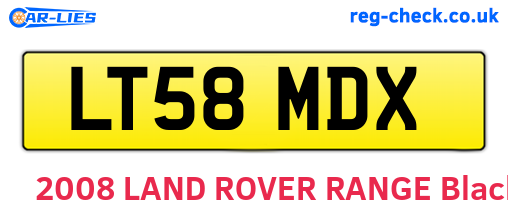 LT58MDX are the vehicle registration plates.