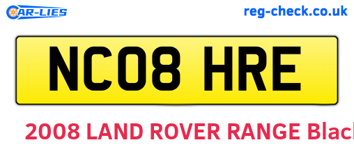 NC08HRE are the vehicle registration plates.
