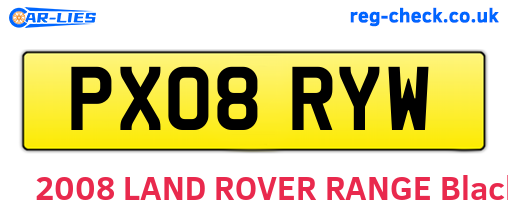 PX08RYW are the vehicle registration plates.