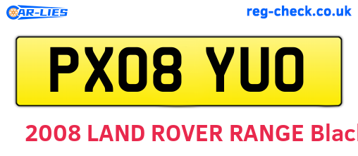 PX08YUO are the vehicle registration plates.