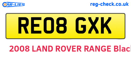 RE08GXK are the vehicle registration plates.