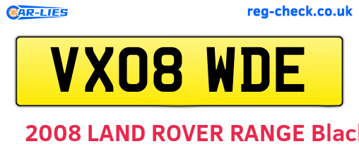VX08WDE are the vehicle registration plates.
