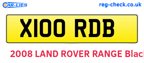 X100RDB are the vehicle registration plates.