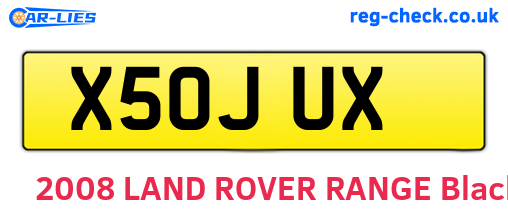 X50JUX are the vehicle registration plates.