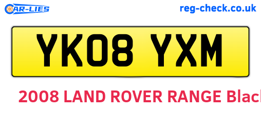 YK08YXM are the vehicle registration plates.