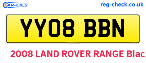 YY08BBN are the vehicle registration plates.