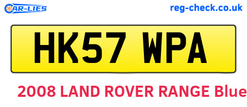 HK57WPA are the vehicle registration plates.