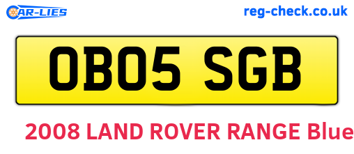 OB05SGB are the vehicle registration plates.
