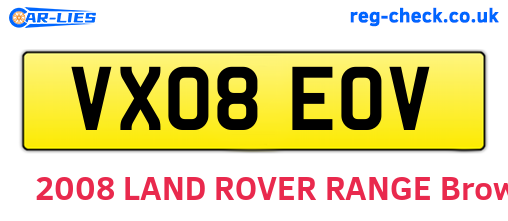 VX08EOV are the vehicle registration plates.