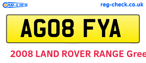 AG08FYA are the vehicle registration plates.